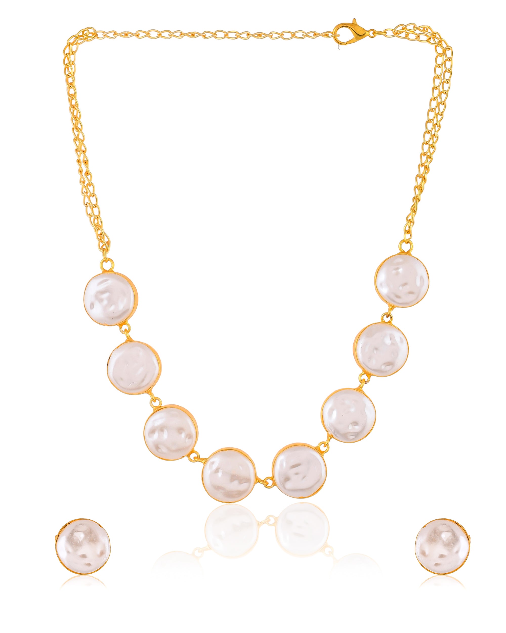 Desire Mother of Pearl Necklace Set with Pearl Earrings